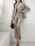 Fragrant Professional Suit Three-Piece Women's Spring And Autumn Temperament Coat Fashion Vest Professional Trousers