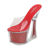 Zingj New Korean Version Of The Nightclub Car Model Shoes Super High Heels Thick Heel Waterproof Platform Sandals Transparent Crystal