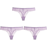 3PCS/Set Sexy Panties Women Low-waist Briefs Female Lace Embroidery Underwear Transparent G String Underpant