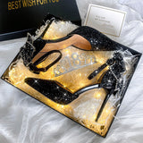And Autumn Bride 18-Year-Old Crystal Princess Rite Bowed Men's High Heels Women With Fine Heel