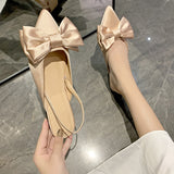 Women's Shoes 2025 Summer New European Silk Bow Tip Simple Two-Wear Side Heel New Trend