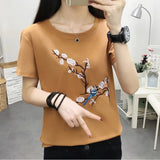size white t shirt women tops summer 2021 cotton t-shirt women tshirt embroidery tee shirt femme camiseta mujer