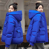 New 2022 Women Short Jacket Winter Thick Hooded Cotton Padded Coats Female Korean Loose Puffer Parkas Ladies