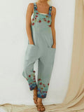 Slouchy Retro Abstract Print Overalls
