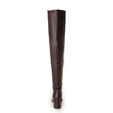 Women Winter Warm Fur Over the Knee Boots Thick High Heels Zipper Thigh Boots Pu Leather Fashion Woman Shoes Size 34-43