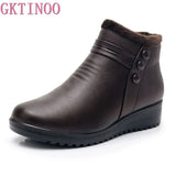 2021 Fashion Winter Boots Women Leather Ankle Warm Boots Mom Autumn Plush Wedge Shoes Woman Shoes Big Size
