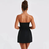 Strapless Solid Mini Dress-Outfit