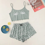 Printed Girls' Short-Sleeved Shorts Sexy Pajamas Girls' Cartoon Leisure PJ Leisure Home