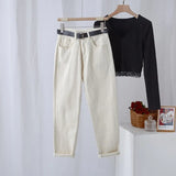 Streetwear High Waist Denim Jeans 2021 Vintage Blue Harem Jeans Female Lady Denim