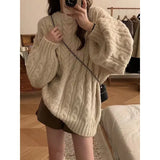 Version Of The New Soft-Mascued Knitting Coat On The Head Of The Lazy Windy Loose Sweater Coat Women's Large Size Autumn And Winter