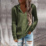 Zingj Winter New Stripe Casual Hoodie Loose Sweater Open Collar Long Sleeve Sweater Woman-Outfit