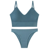 Women Seamless Bra Set Sexy Low Waist Panties Wire Free Bra Bralette Padded Lingerie Brassiere Soft Female Underwear