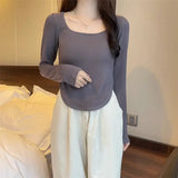 Long-Sleeved Bottomed Shirt For Women In Early Autumn, The New T-Shirt Is Designed To Be Slim And