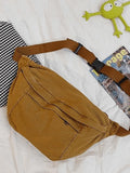 Vintage Wash Capacity Crossbody Bag-Outfit