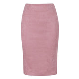 Multi Color Suede Midi Pencil Skirt Women 2021 Fashion Elastic High Waist Office Lady Bodycon Skirts
