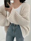 Open Front Long Sleeve Knit Cardigan- Outfit