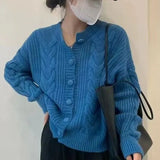 Autumn And Winter New Simple Literature And Art Lazy Sweater Coat Gentle Wind Loose Twist Thickened Knitted