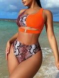 Zingj Single 2024 Bikini Print Sexy Bikini Ladies Split Swwear Triangle Bikini