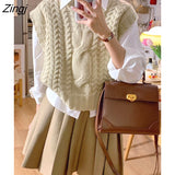 Sweater Vest Women Solid Chic Basic O-neck Autumn Basic Trendy Schoolgirls Knitwear Hot Sale Sleeveless Cozy Fashion