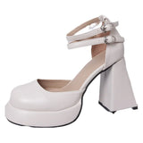 Jane Thick Heel High Heels Small Leather Shoes Gentle Night Wind A Word With Single Shoes Bow Fairy Wind Painted