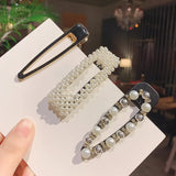 Handmade Pearls Hair Clips Pin For Women Fashion Geometric Flower Barrettes Headwear Girls Sweet Hairpins Hair