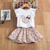 Elegant Suit Kids Girls Baby Clothes Sets Short Sleeve T-Shirt+Skirt Pattern Funny Cool Casual Birthday Party Size