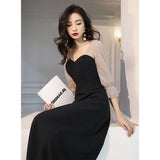 Dress Female Banquet Temperament Long Can Usually Wear A Small Black Dress Dress Banquet