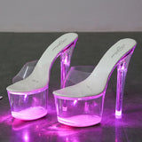 Zingj 34-43 Hate Sky High Nightclub High Shoes Luminous Sandals Women's Shoes Show Pole Dancing Shoes Crystal