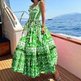 Spot 2025 Spring And Summer New Female Fashion Temperament Large Long Print Halenders