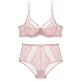 French Lace Embroidery Bra Set Push Up Lingerie Ultra-thin Underwear Set Sexy Transparent Panties For Women