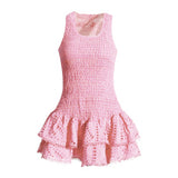 Fashion Suspension Short Dress 2025 Spring New Sexy Fang Collar Sleeveless Design With Lotus Leaf Edge