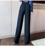 Zingj Sense High Waist Trousers Trousers Children 2024 Autumn Show Thin Match Wide Leg Pants Hanging Sense Straight Suit Pants-Outfit