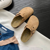 Bottom Lazy Man Bag Head Slippers Women 2025 Spring New Half-Slipper Belt Buckle Single Shoes In