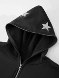 Men's Punk Star Embroidery Zip-Up Hoodie-Outfit