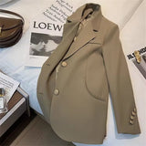 Zingj Suit Jacket Female GJ Sense Spring Autumn 2024 New White Korean Version Fashion Long Small