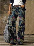 Zingj Plus Size Casual Pants Thin Jeans Wide Leg Pants 211-0-Outfit