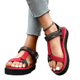 Zingj Plus Size Sandals Female Summer New Round Head Thick Bottom One Word Buckle Belt Wear Casual Flat Women's