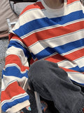 Vintage Striped Pullover Sweatshirt- Outfit