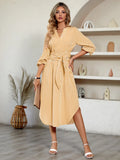 Autumn And Winter New Women's Casual V-Neck Stripe Strap Closed Waist Shirt