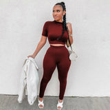 Zingj New Women's Casual Two-Piece Slim Short Sleeve Sports Suit-Outfit