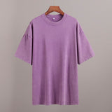 Old Short-Sleeved T-Shirt 2025 Summer Relaxation Leisure Collar Water Washing Hair Short-Sleeved