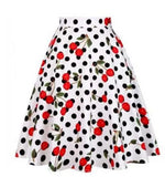 Vintage Floral Printed A Line Tunic Women Skirts High Waist Female 50s 60s Swing Rockabilly Skirts Spring