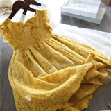 Dress Embroidery Princess Party Autumn Spring Kids Children Clothes Elegant Purple And White 3-8ys Lace Girls