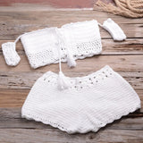 Queens Bikini 2021 Hollow Out Hand Weaving Women Knitted Tassel Sexy Swimsuit Swimwear Biquini Summer Swim