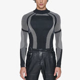 Men Tight Tee Streetwear New Arrival Long Sleeve Basic Tops Clothes Fashion Stand Collar Slim Patchwork Pullover