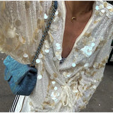 Women's Explosive Beads Decoration And Long-Sleeved
