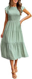 Summer Hot Women's Clothing New To Take Flying Sleeves Pure Color Folding Short-Sleeved Dress