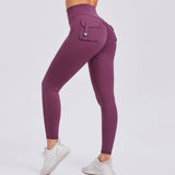 Zingj Butt Overalls Tight Pocket Yoga Pants Female High Waist Elastic Lift Hip Button Speed Dry Running Fitness Pants Women-Outfit