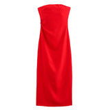 Folded Dress Design Autumn New Women's Breasts Collared Solid Color