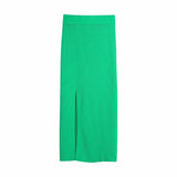 Green Knitted Ribbed 3 Pieces Women Sets Y2K Summer Holiday Single Button Loose Coat Sexy Underwear Bra High Waist